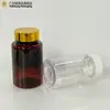 Botella Vacía Personalizada de 150 ml con Tapa de Rosca, Grado Alimenticio para Mascotas, Boca Ancha, Botella Ámbar Transparente para Empaque de Suplementos de Salud, Botella para Cápsulas