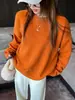 Suéter de mujer de fábrica estilo coreano, cuello redondo, corte relajado, nuevo estilo básico holgado y versátil, engrosado para un efecto adelgazante, top de color liso
