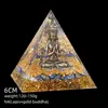 Transfronterizo 6cm Cristal Natural Letra Dorada Adorno Decorativo de Escritorio para el Hogar Pirámide de Resina para Chakra Yoga Meditación