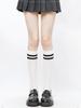 Calcetines de Rayas Rojas para Pantorrilla Estilo Lolita Academia Jk Calcetines de Primavera y Otoño Calcetines de Compresión Ligera a Media Pantorrilla Calcetines Deportivos Versátiles Negros