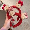 Aro para el pelo de oso de peluche rojo de Año Nuevo coreano, popular en Internet, para lavarse la cara, con sello de chica con costra de dibujos animados.