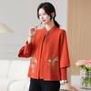 Cárdigan de Punto para Mujer de Mediana Edad y Mayor, Estilo Primavera, Suéter de Punto Nuevo con Bordado, Chaqueta Real de Dos Piezas para Mujer, Primavera y Otoño 2025