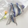 Lenço Triangular Decorativo Versátil para Mulheres, Lenço Pequeno Xadrez Listrado Estilo Pastoral, Lenço de Cabeça Francês Moderno