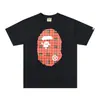 Camisetas de Marca de Moda Transfronteriza para Parejas para Hombres y Mujeres, Camiseta de Manga Corta con Cuello Redondo y Letras Digitales para Hombre, Cabeza de Mono Bape, Camiseta de Manga Corta para Mujer de Comercio Exterior