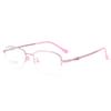 Danyang Gafas al por Mayor Ultraligeras Elegantes de Media Montura con Memoria de Titanio Montura de Gafas Metálica para Mujer con Lente Plana Óptica 21022