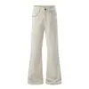 Pantalones acampanados para hombre con un estilo de moda urbana, con decoraciones de estrellas metálicas y un diseño único de salpicaduras de pintura, pantalones largos casuales y elegantes
