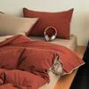 Conjunto de cama de algodão lavado simples escandinavo de quatro peças, colcha listrada de algodão puro, lençóis, conjunto de cama de três peças