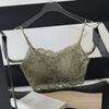 Camisola de renda com bojo fixo, roupa externa feminina, parte inferior da moda, respirável, antibacteriana, top tubo, roupa íntima feminina com bojo