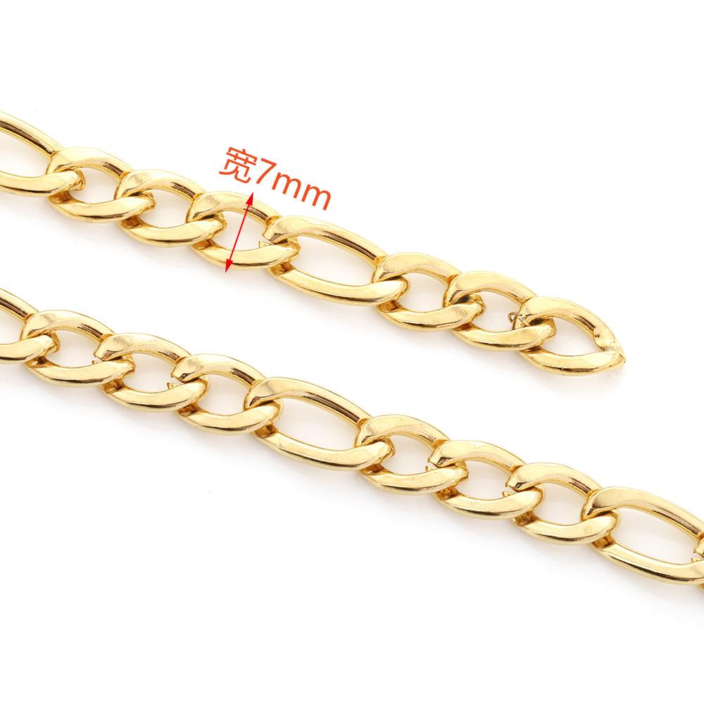 不锈钢7mm宽大链条3比1nk金色