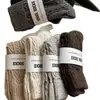 Calcetines de Hilo de Lana Estilo Nuevo para Mujer, Calcetines de Media Pantorrilla, Estilo Trendy de Celebridad de Internet, Calcetines de Cachemira Tejidos en Cable, Calcetines Gruesos Versátiles para Invierno