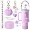 Accesorios para la Copa Stanley Tapa de Flor de Silicona para Popote Cuerda Trenzada Portátil Cadena para Vaso de Agua Colgante Llavero