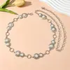 Venta al por mayor transfronteriza de Cadenas Metálicas Doble Disco con Perlas Vintage para la Cintura, Cinturones Estilo Bohemio para Mujeres para Combinar con Vestidos