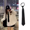 Gravata com Zíper para Estudante Moda Estilo College Camisa Ins Gravata Grátis para Unissex Negócios Preto Corrente Preguiçosa