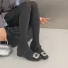 Zapatos planos Mary Jane de tamaño pequeño, inspirados en Chanel, con punta cuadrada, adornados con pedrería, que aumentan la altura y son peludos, para mujer, perfectos para otoño e invierno, con tacón grueso y forro de felpa