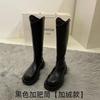 Botas Longas Femininas 2025 Outono e Inverno Novo Solado Grosso mm Gordo Forrado com Lã Pernas Grossas Tamanho Grande Circunferência Grande do Cano Botas Longas Botas de Cavaleiro