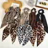 Goma para el pelo scrunchie vintage con estampado de leopardo y diseño de pañuelo de seda, estilo coreano, versátil, para coleta baja, accesorio para el cabello respetuoso con el cabello