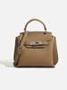 Bolsa Kelly de couro legítimo com padrão de lichia, bolsa feminina de nicho de axila de alta qualidade, bolsa tiracolo de ombro para deslocamento, bolsa pequena portátil