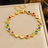 Pulsera Redonda de Perlas Incrustadas con Diamantes de Colores Retro Simple Acero Inoxidable Chapado en Oro para Mujer Versátil Exquisita Joyería de Alta Gama