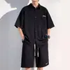 Camisa Casual Deportiva de Verano para Hombre, Traje Transpirable de Seda de Hielo, Conjunto de Dos Piezas Deportivo de Pantalones Cortos Sueltos y Versátiles, Moderno