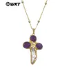 Wt-Jn284 Alta Calidad Nuevo Color Cruzado Piedra Preciosa Perla Chapado en Oro de 18K Colgante Joyería Collar