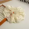 Goma para el pelo de encaje bordado estilo coreano con adornos de perlas, extragrande de 23 cm, goma para coleta de alta gama