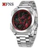 Reloj de Moda OFNS Esqueleto de Coche Rotación 360 grados Reloj para Hombre Tendencia Más Vendido Versátil para Estudiantes Reloj de Cuarzo