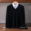 Suéter de cachemira con cuello en V para hombre, nuevo estilo otoño/invierno, suéter de punto casual de negocios de manga larga, suéter de cachemira, disponible para dropshipping