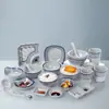 Juego de Bol y Plato de Melamina, Bol para Sopa de Comida Rápida, Vajilla de Imitación Porcelana, Bol para Gachas, Bol para Condimentos, Bol de Plástico, Bol para Agua con Azúcar, Bol para Postre