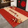 Tapete de Chão de Veludo Cristal Vermelho de Ano Novo para Porta de Entrada, Resistente a Manchas e Lavável, Adequado para Hall de Entrada e Área de Troca de Sapatos