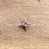 Pendientes de Titanio Aleación de Titanio F136 Cuadrado Dorado Circonita Estrella de Cuatro Puntas G23 Titanio Rosca Interna Circonita Labio Stud Lengua Stud Joyería para Piercing