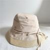 Nuevo Sombrero de Pescador de Paja Fina Trenzada con Costuras de Algodón y Lino Japonés para Mujer Verano Transpirable Parasol Protector Solar Sombrero de Cubeta Recto Moderno