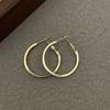 Aretes de Aro Cuadrado Liso de Aguja de Plata Simple Estilo Ins de Moda Coreana, Aretes de Lujo Ligero para Mujer, Aretes de Lujo Ligero de Alta Gama