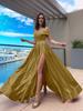 Vestido de Noche para Banquete 2026 Otoño e Invierno Nuevo Europeo y Americano Comercio Exterior Vestido Largo para Mujer con Cola y Diseño de Hombros Caídos, Elegante Vestido de Gala, Vestido de Dama de Honor