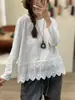 Nueva Camiseta de Algodón para Mujer Otoño 2026, Cuello Redondo, Estilo Japonés, Top Holgado, Camiseta Básica, Estilo Artístico, Suéter de Nicho, Estilo Mori