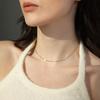 Collar de Plata Esterlina S925 Chapado en Oro de 14k para Mujer Estilo Japonés y Coreano Simple Elegante Simple Pequeño Lentejuela Cadena de Labios Cadena Desnuda Cadena para Clavícula
