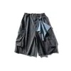 Verano 2026 Nuevos Pantalones Cortos de Longitud Media Retro Americanos Lavados Bufanda Cuadrada Desmontable Bolsillos Grandes Pierna Ancha Cargo Pantalones de Siete Puntos Hombres y Mujeres