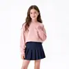 Outono e Inverno Estilo Coreano Nova Camiseta Infantil Quente de Manga Longa Meninos Cor Sólida Escovada Espessada Top Meninas Camisa Base