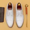 [vip para] zapatos de boda blancos de cuero para novio, con elevador invisible, zapatos de cuero para hombre, formales de negocios, tipo brogue, zapatos para hombre