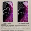 Funda morada atmosférica con incrustaciones de diamantes brillantes en forma de corazón para Samsung Galaxy S25 Ultra, cubierta protectora de cristal templado