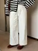Pantalones rectos anchos simples para mujer de talla grande, colección otoño 2026, pantalones casuales cropped de tiro alto holgados para mujeres de talla grande, NK1377