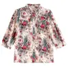 Blusa de Gasa de Gusano de Seda Estampada Top para Mujer Verano 2024 Nuevo Estilo Camisa Elegante Estampada Adelgazante para Mujer Manga de Siete