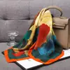 Bufanda Popular Transfronteriza Europea y Americana de Terciopelo Cálido, Bufanda Cuadrada y Chal Versátil con Patrón de Espiga para Otoño e Invierno de Doble Uso, Mujer de Alta Gama