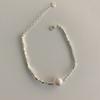 Collar Pulsera Colgante Perla Fragmento de Plata 2024 para Mujer, Cadena Clavícula Cubo de Azúcar Fragmento de Plata de Lujo Ligero Accesorios