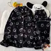 Pijama de Invierno, Franela, Engrosado, Largo, Dulce, Cálido, Lindo Moño, Se Puede Usar Afuera, Ropa para el Hogar