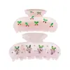 Novo Presilha de Acetato com Strass Cereja Uva Presilha de Tubarão Fofa Francesa para Menina Presilha de Cabelo Meio Preso com Strass