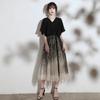 Vestido de Noche para Reunión Anual para Mujeres 2026 Estilo Nuevo, Se Puede Usar en Banquetes y Uso Diario, Estilo Hepburn Negro Vestido de Presentadora para Examen de Artes Vocales