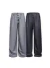 Pantalones Casuales de Pierna Ancha Versátiles de Color Sólido con Caída de Alta Gama para Hombre, Marca de Moda Nanxia, Estilo Retro Suelto