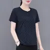 Camiseta de Seda de Gelo de Secagem Rápida com Manga Curta para Mulheres Verão 2026 Nova Roupas Femininas Plus Size Malha Respirável Top Fresco