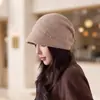 2026 Nuevo Sombrero Turbante de Moda para Mujer Otoño/Invierno Cálido Protección para los Oídos Gorro de Lana Tejido Circunferencia de Cabeza Grande Gorro para Ponerse