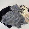 Camisa Infantil Maibao 2026 Otoño Nueva Estilo Coreano Camisa con Capucha de Cuadros para Niños Cárdigan de Primavera para Niños Venta al por Mayor